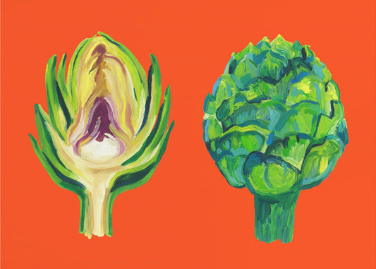 Artichokes On Orange | Canvas