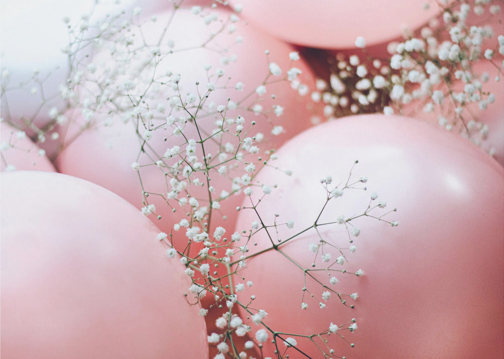 Pink Balloons with Flower | Wallpaper