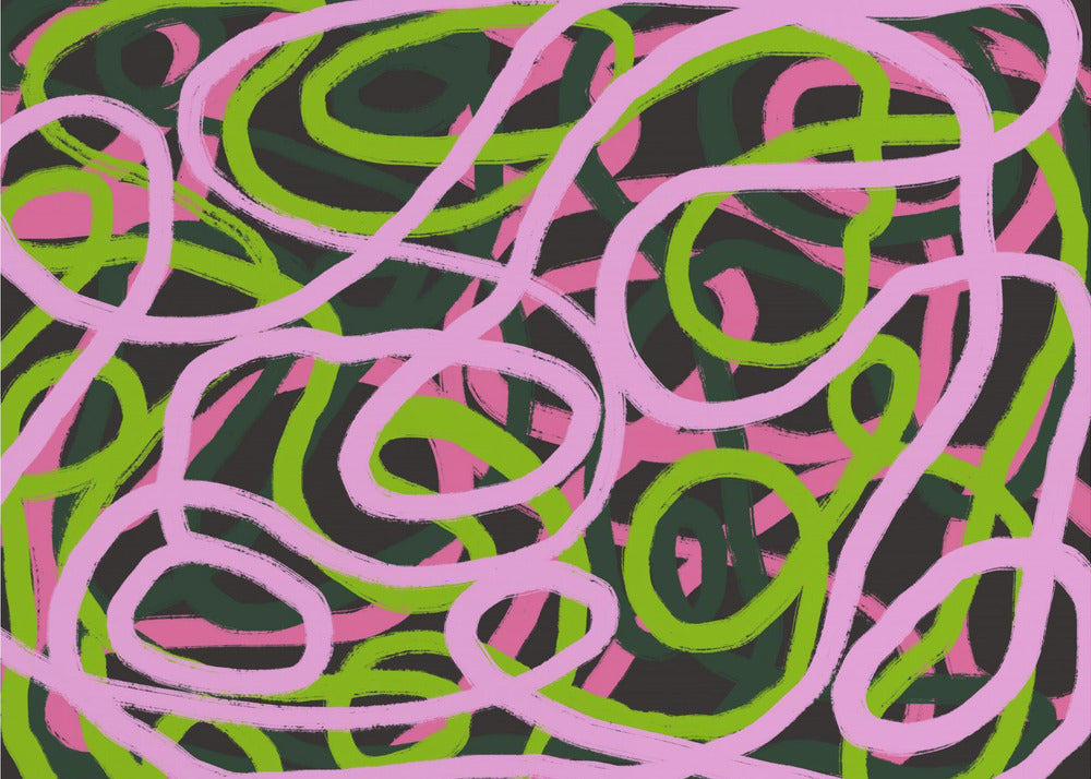 Intertwining Pink And Green Lines | Canvas