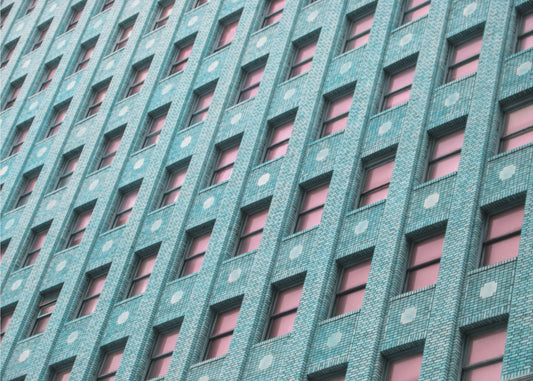 Brick Building with Pink Windows | Canvas