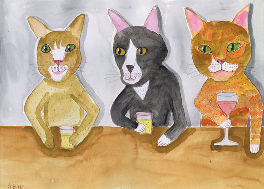 Three Cats at the Bar | Canvas