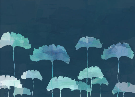 Blue Flowers Silhouette | Poster