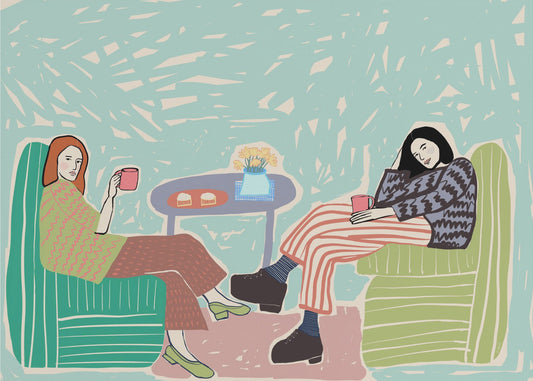Friends sipping coffee | Poster