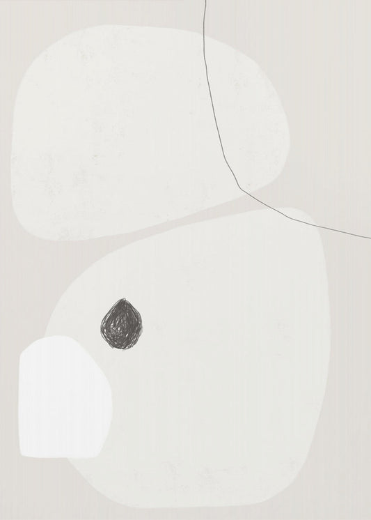 Minimalist Beige and White Geometric Shapes | Poster
