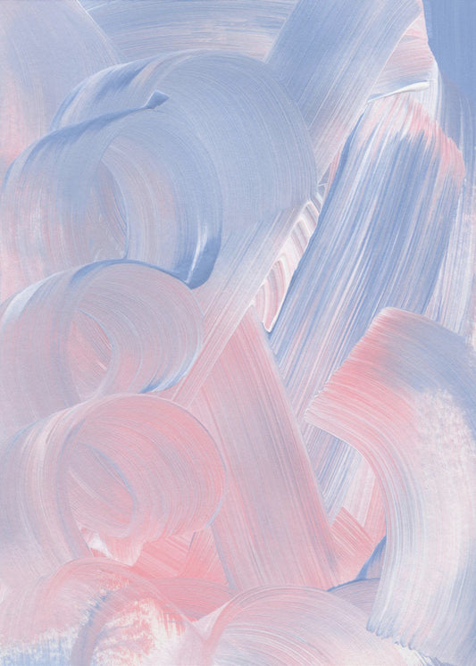 Pastel Brushstrokes In Blue And Pink Hues | Poster