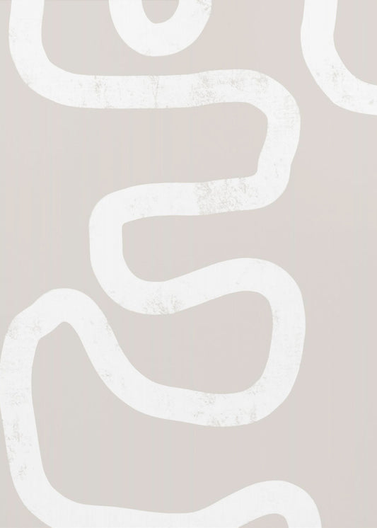 Fluid White Lines On A Beige Background | Poster