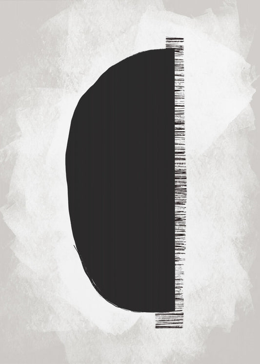 Black Shape Against A Textured White Background | Canvas