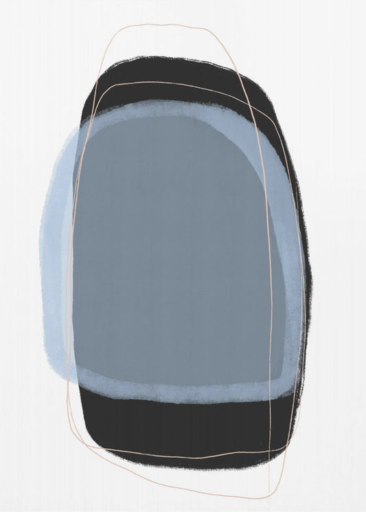 Geometric Shapes In Muted Blue And Black Tones | Canvas