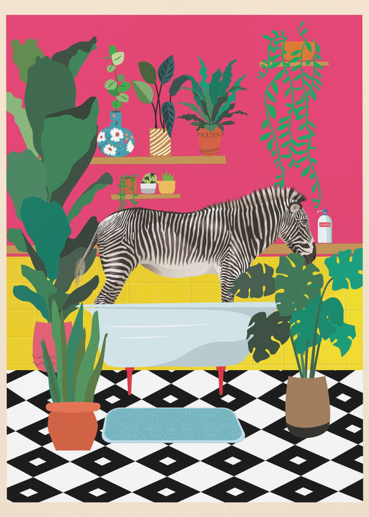 Zebra Bathtime | Canvas