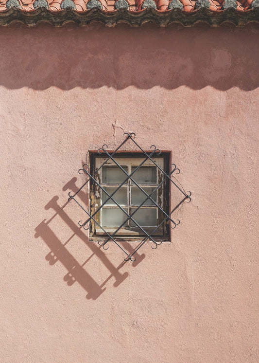 Rustic Pink Wall With A Vintage Window | Poster