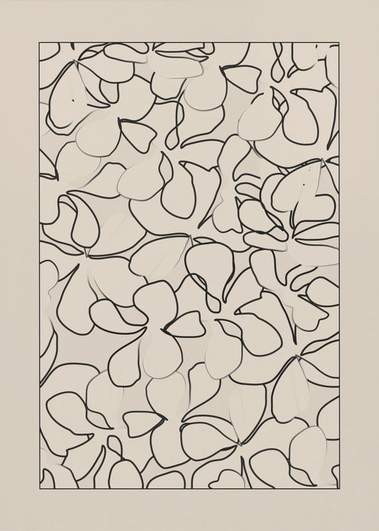 Seamless Pattern of Outlined Flowers | Poster