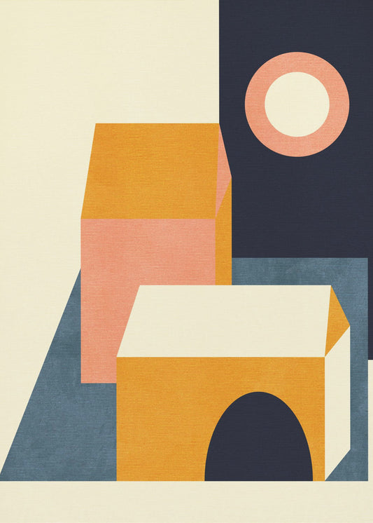 Rainbow Plus Shapes  Blue Mustard11 | Poster