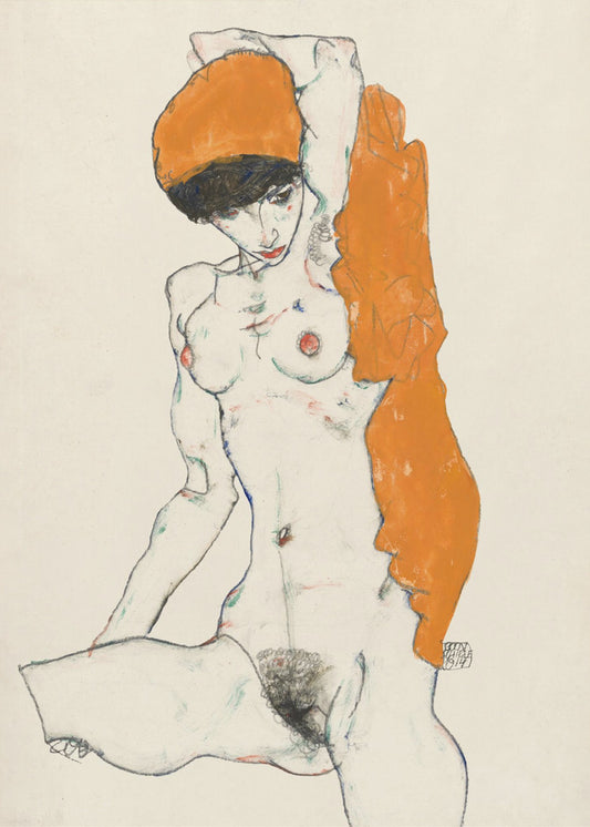 Standing Nude With Orange Drapery 1914 | Poster