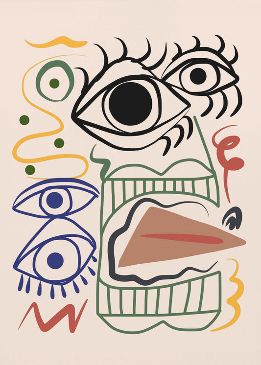 Line Art Bizarre Totem | Canvas