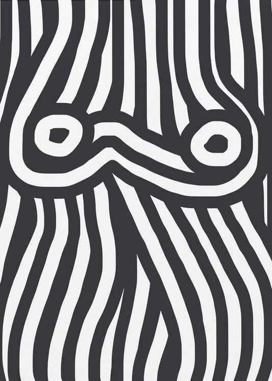 Black and White Striped Nude | Canvas