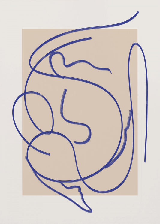 Abstract Blue Line Art 3 | Canvas