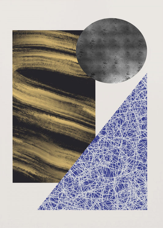 Geometric Shapes With A Black And Gold Textured | Canvas