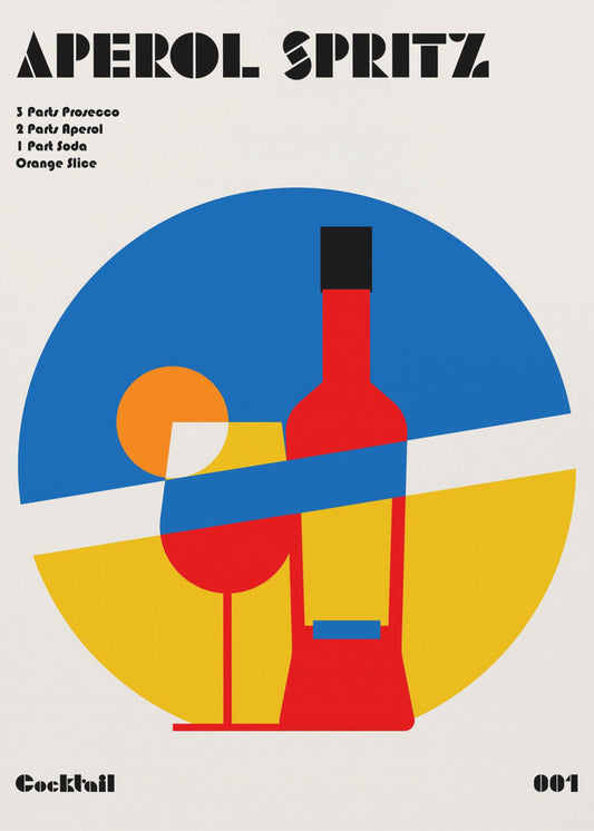 Aperol Spritz Cocktail Bauhaus Art Print | Canvas