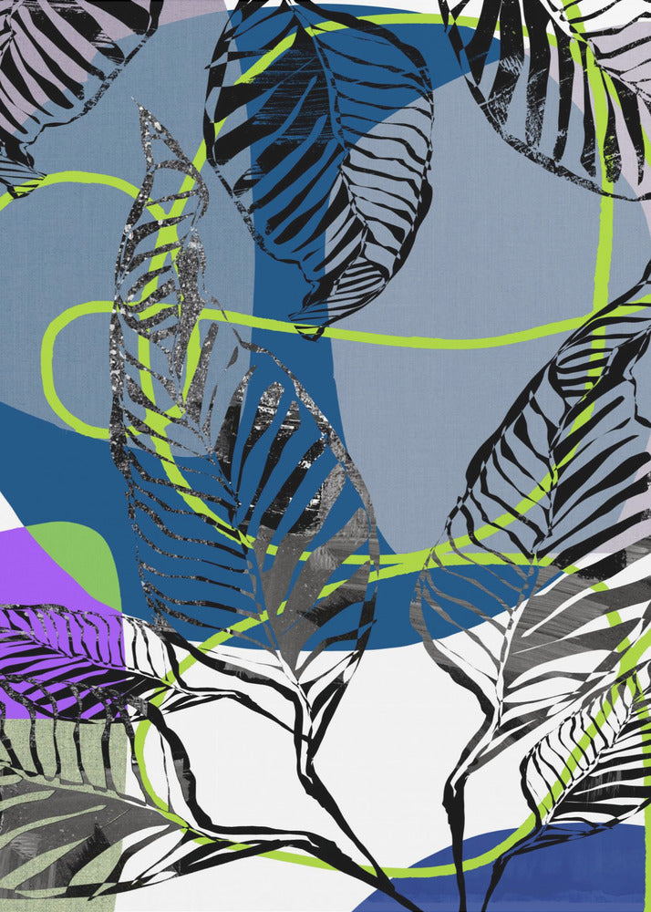 Black Leaves With Color Abstract No3 | Canvas