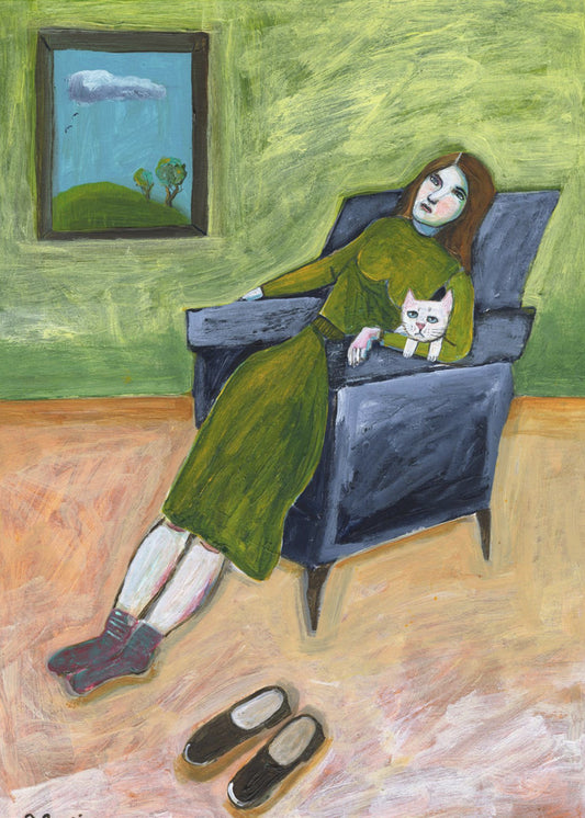 Lady with Cat | Canvas