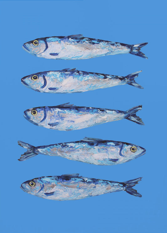 Sardines on Blue | Canvas