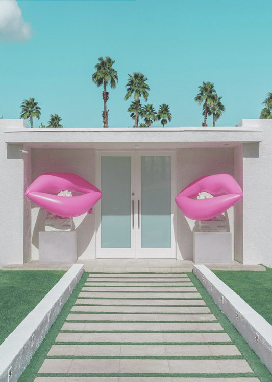 Mid-Century Modern House with Pink Lips | Canvas