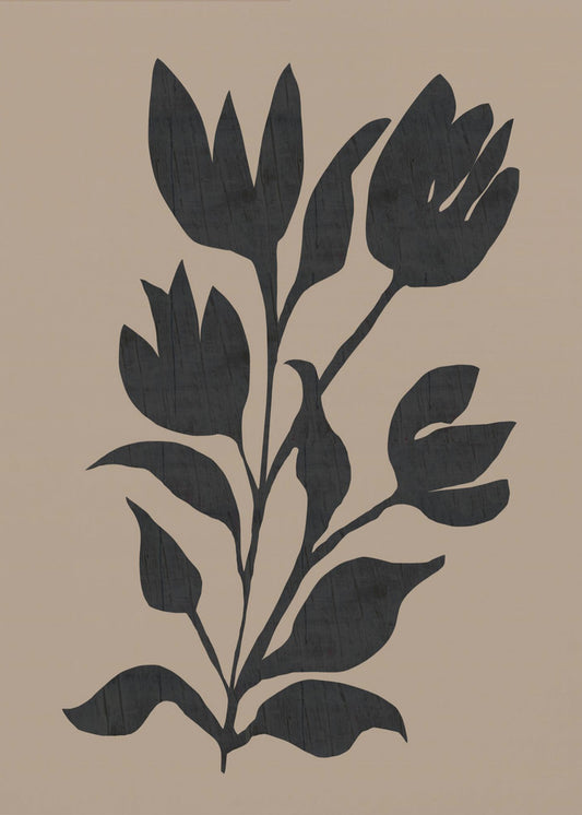 Black Tulips Modern Botanical Silhouette | Poster