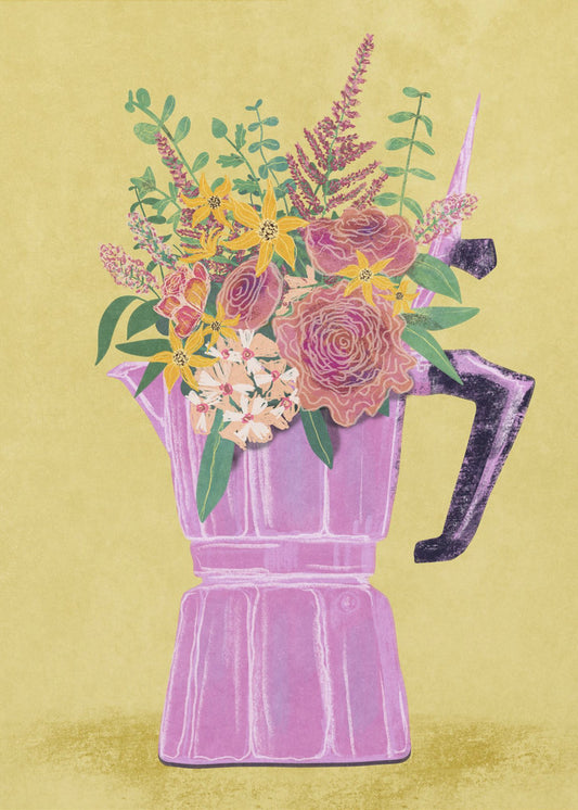 Espresso Maker with Flowers | Canvas