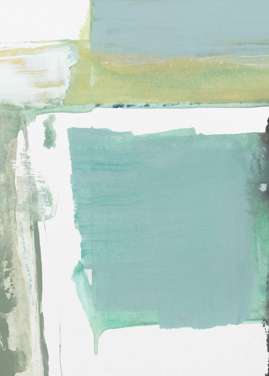 Aqua Blue Abstract On White 1 | Poster