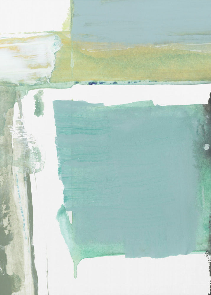 Aqua Blue Abstract On White 1 | Canvas