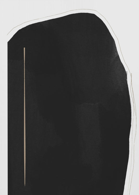 Irregular Black Shape With A Thin Vertical Line | Poster
