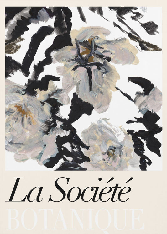 La Société Botanique Balck and White and Cream Flowers 2 | Poster