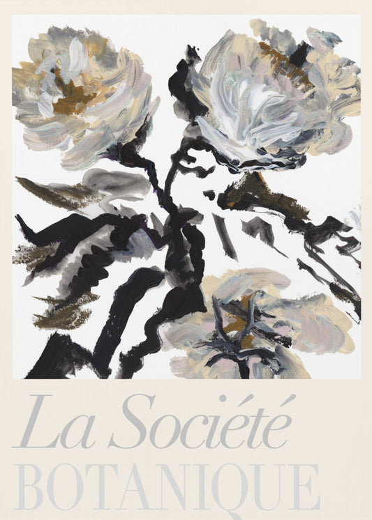 La Société Botanique Black, White and Cream Flowers | Poster