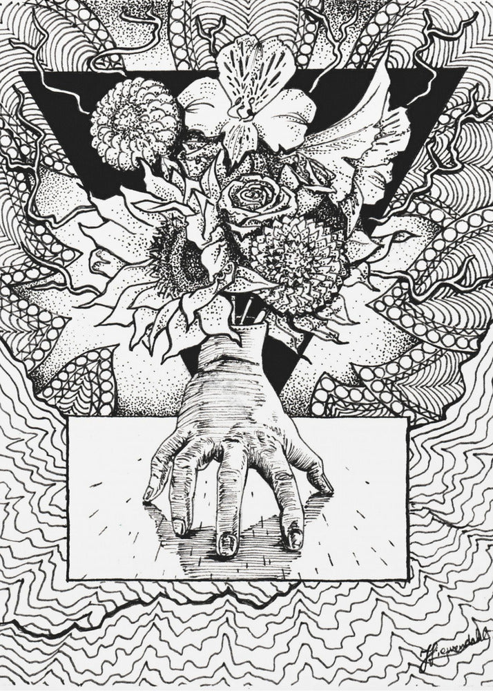 Flowery Thing. Abstract Drawing of a Flowery Bouquet in Hand. | Poster