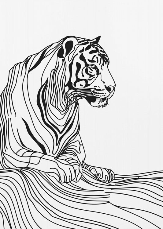 Lines art Tiger | Canvas