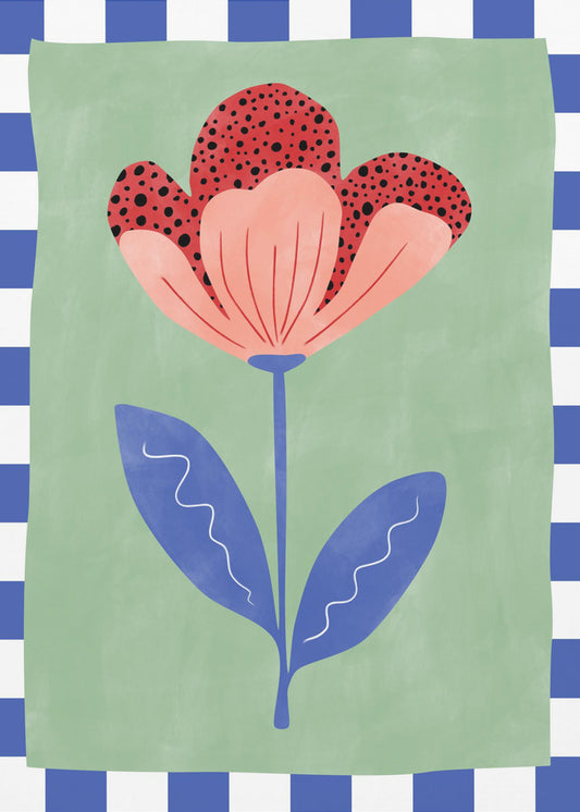 Stylized Flower With Red Petals And Black Dots | Poster