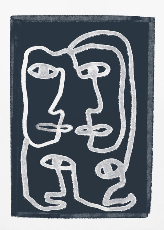 Navy Abstract People | Canvas