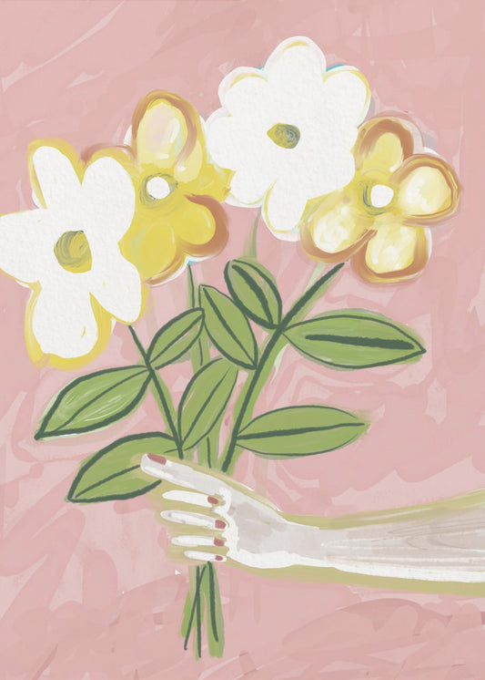 Bunch of Flowers Pink and Yellow | Canvas