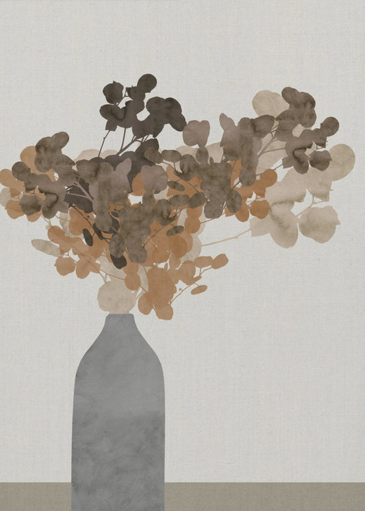 Rust Brown Dried Flowers In Vase On Table 2 | Poster