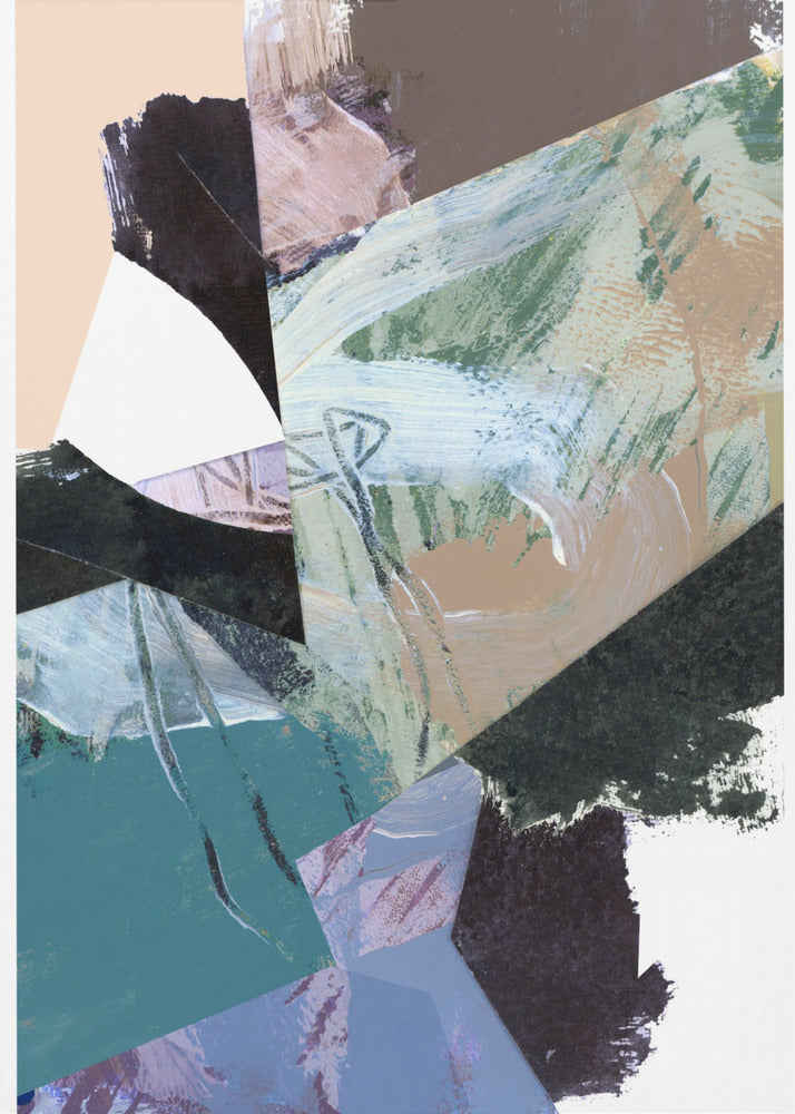 Blue Black Neutral White Abstract 2 | Poster