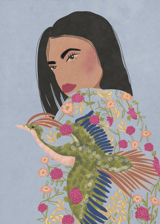 Girl with Crane | Canvas