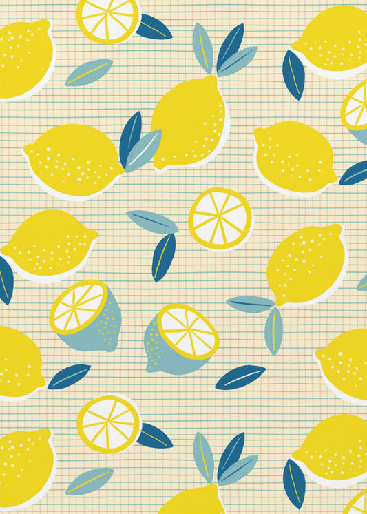 Fresh Lemons Checkered Sunny | Poster