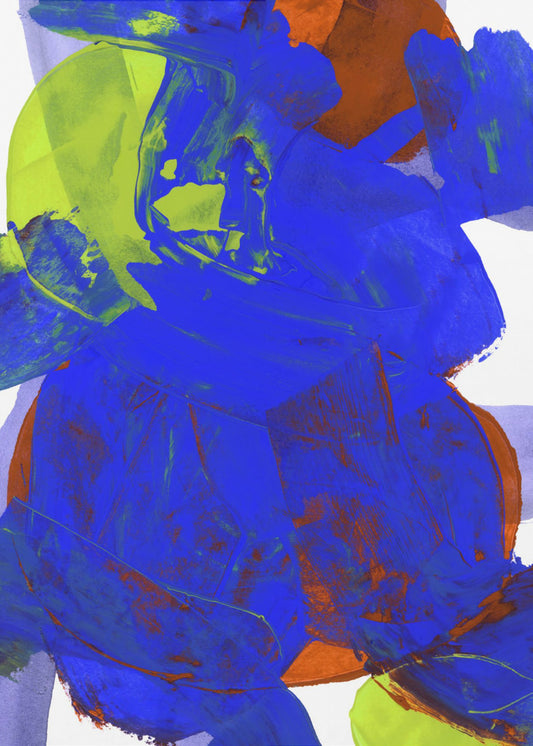 Cobalt Blue Lilac Yellow Chartreuseorange Neutral White Abstract 1 | Canvas