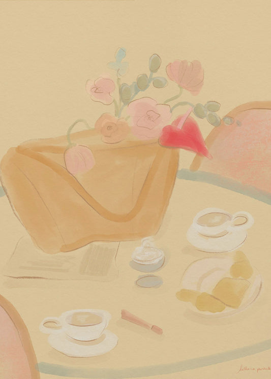 Coffee Date With Flowers | Canvas