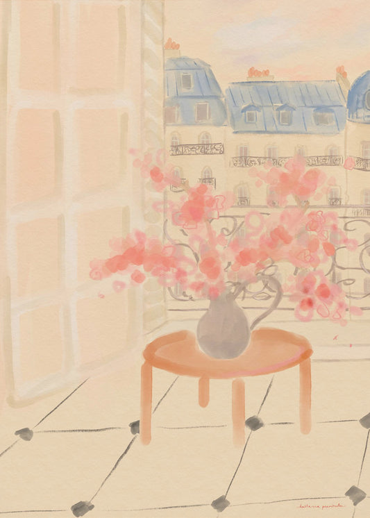 Cherry Blossoms In Parisian Apartment | Poster