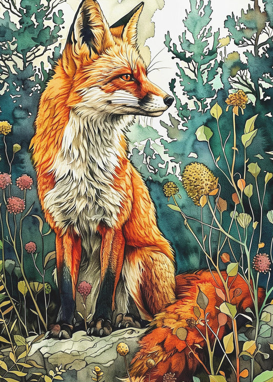 Animal watercolor art Fox 13 | Canvas
