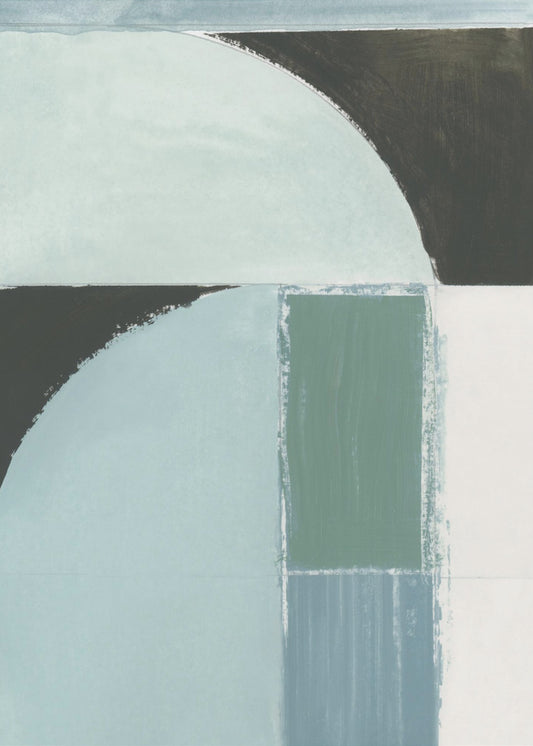 Abstract Blue Shapes No1 Print | Canvas