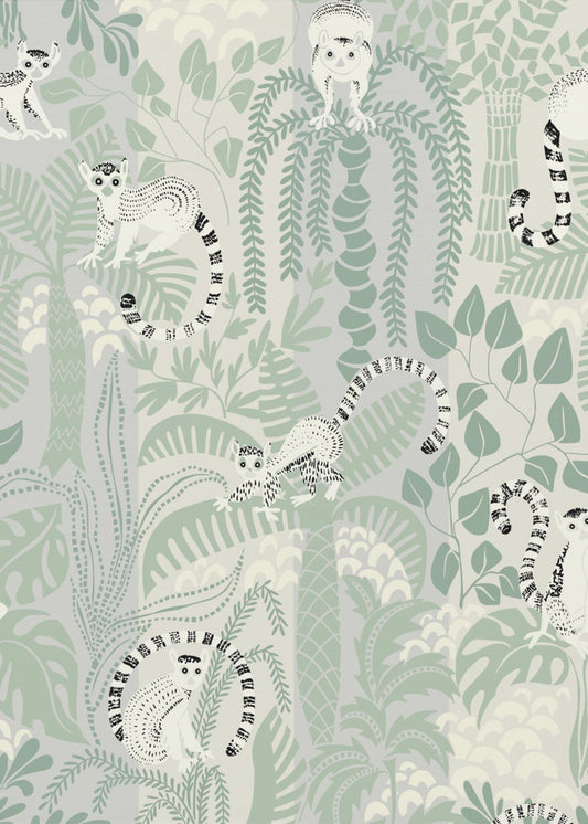 Jungle adventure soft sage green pattern | Canvas