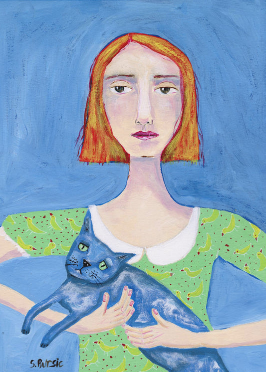 Lady with the Blue Cat | Poster