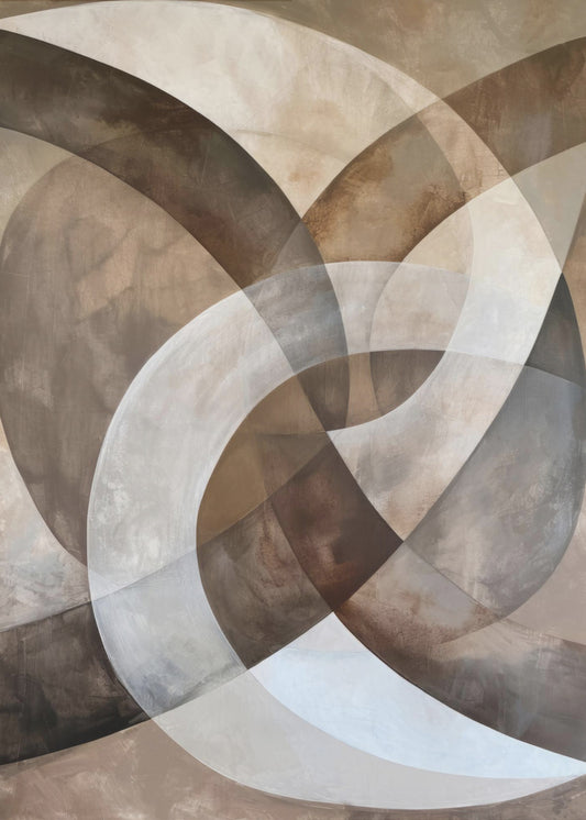 Abstract Art Beige Brown Geo Abstract | Canvas